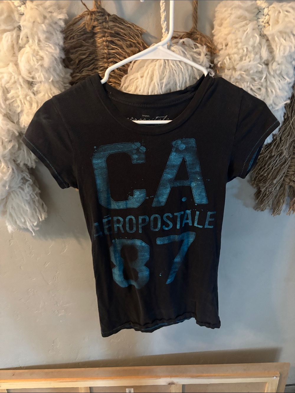 Aeropostale Black Tee with Blue CA 87 Graphic